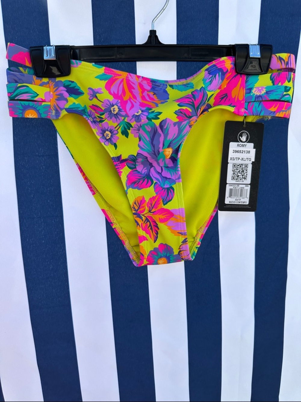 Body Glove Neon Yellow & Pink Floral Bikini Bottom